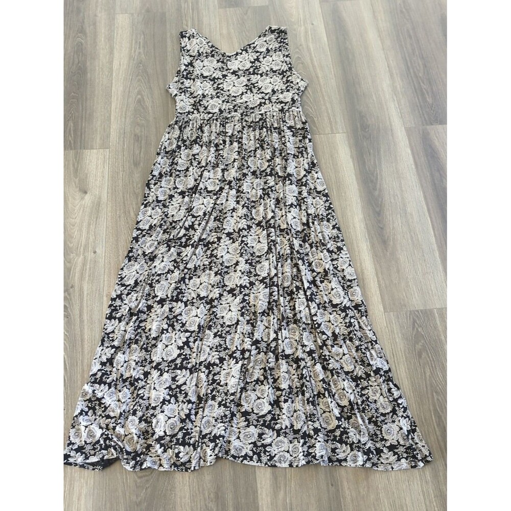 LTS Woman's Tall Black Floral Maxi Dress Size 14 - Picture 6 of 6